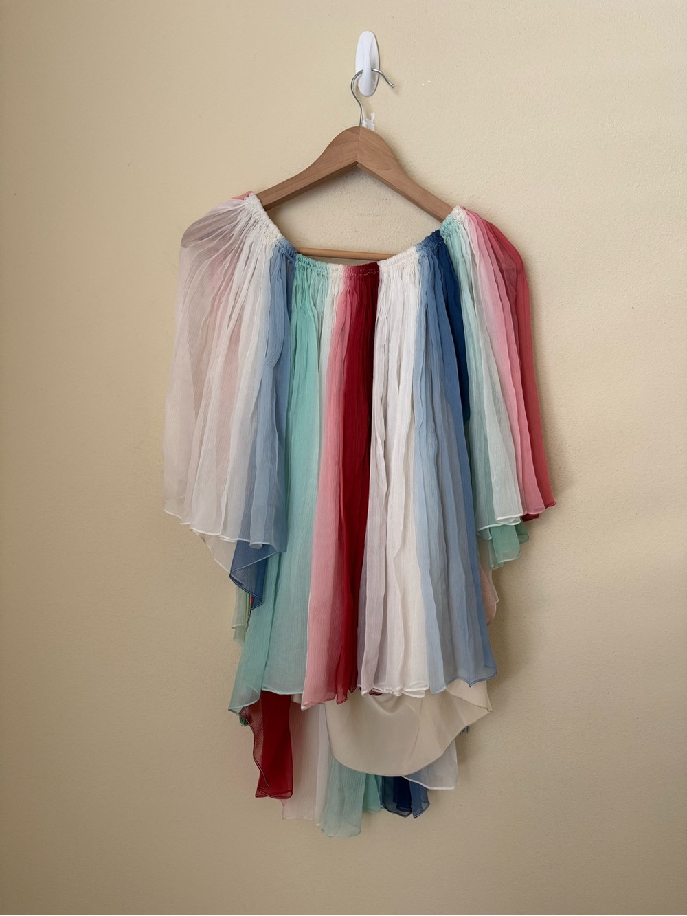 Chloe Off The Shoulder Chiffon Top Blouse Silk Multicolor Rainbow 38 - Picture 4 of 4